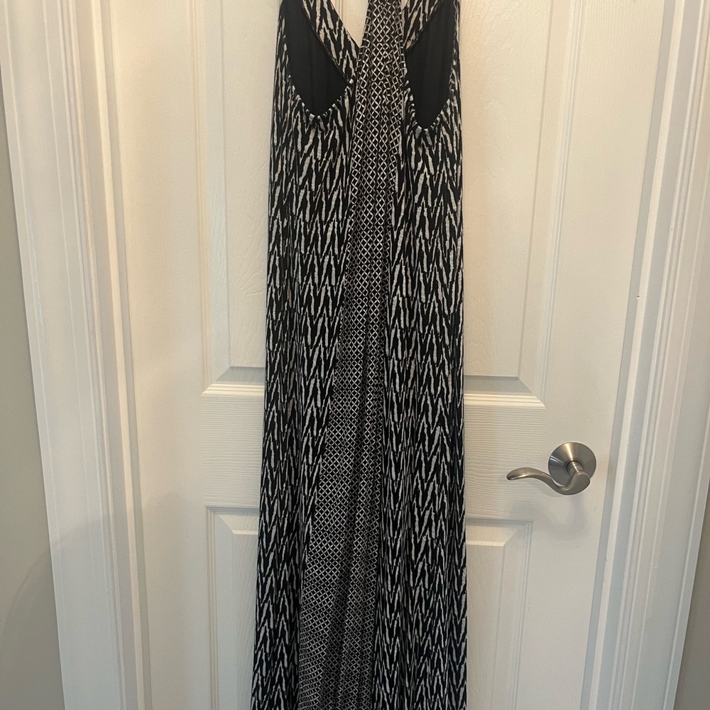 Ella Moss Black and White Halter Maxi Sundress